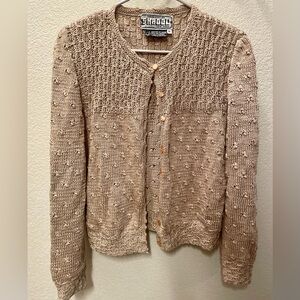Vintage Elegant Tan Cardigan